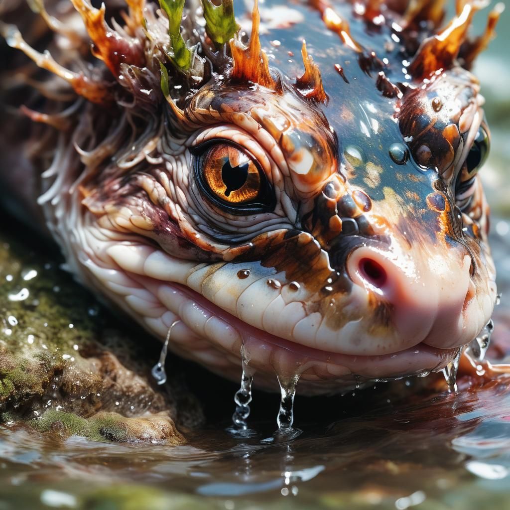 Slowking Emerges: Hyper-Realistic Ocean Portrait