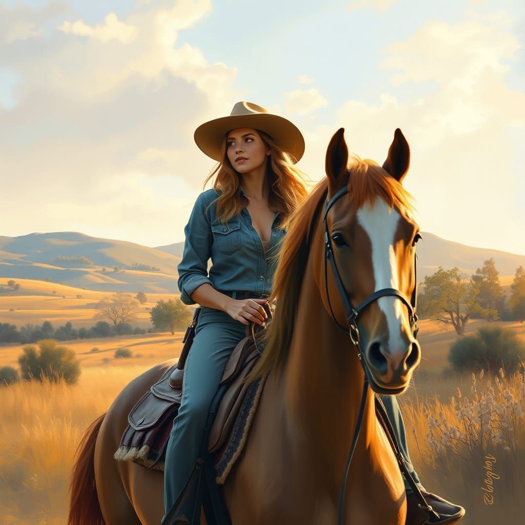 Equestrian Serenity: An Impressionistic Horse Ride