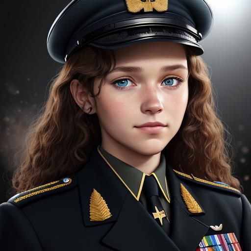 Woman in WWII German Uniform: Hyperrealistic Portrait
