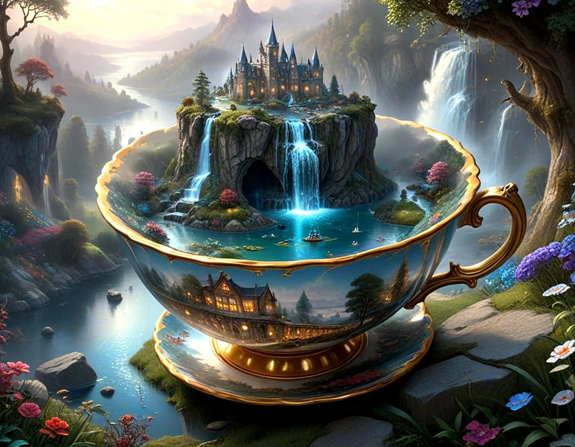 Fantasy Kingdom Inside a Giant Broken Teacup