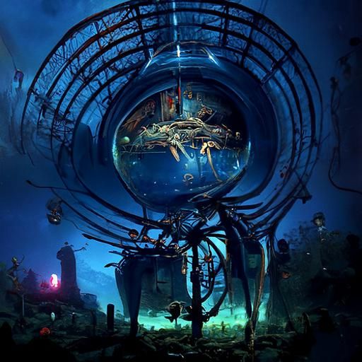 Fallen Flying Fortress Whale Skeleton: Surreal Photorealism