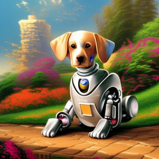 Robot Dog in Thomas Kinkade Style