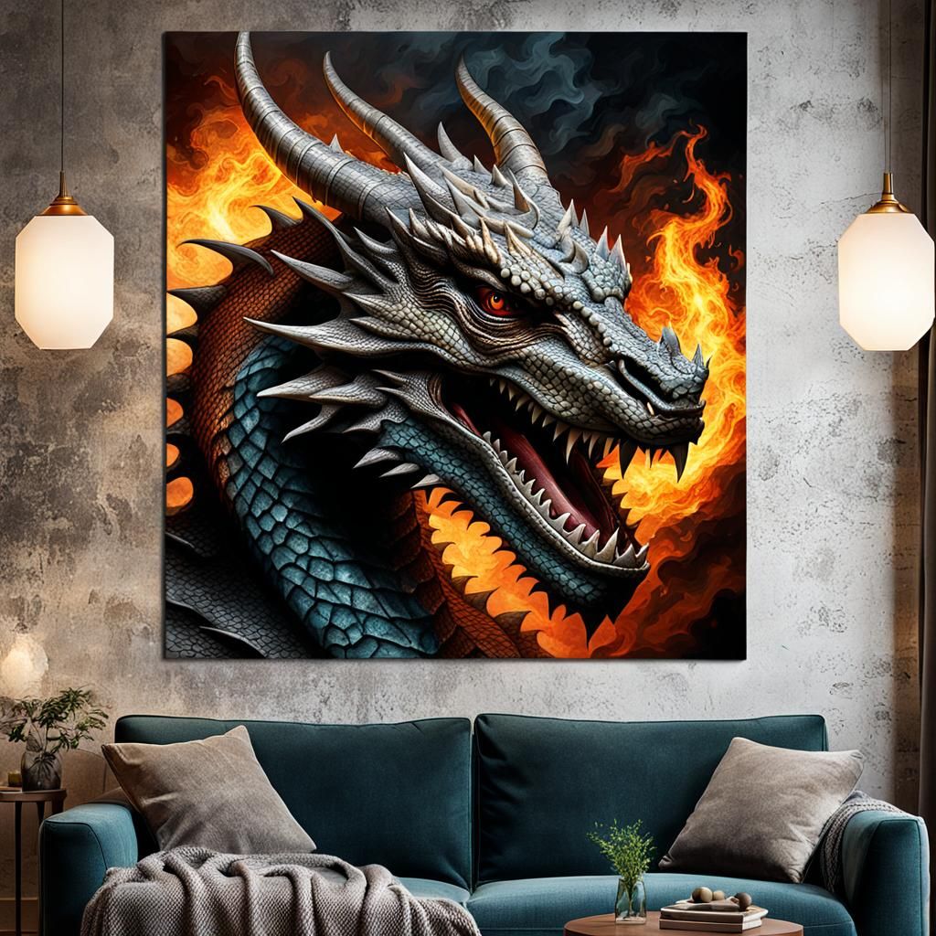 Dragon Head Wall Mount Fantasy Art