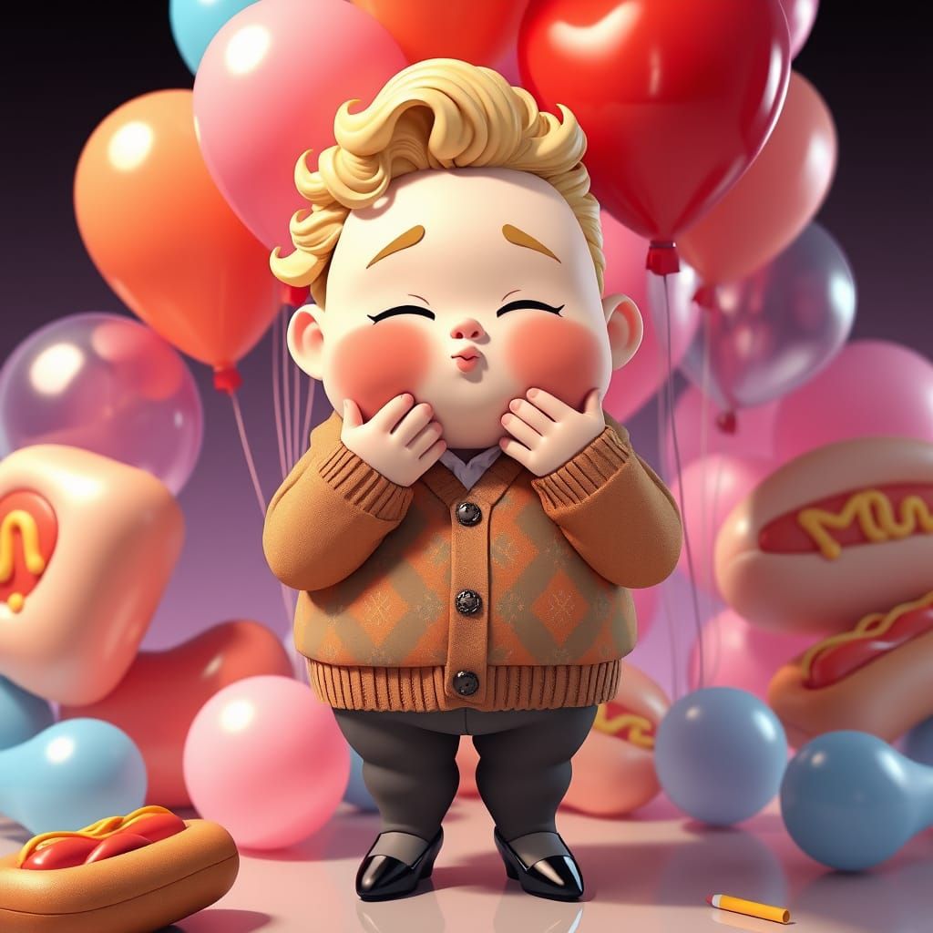 Chibi Man Posing in Japanese Illustration Style