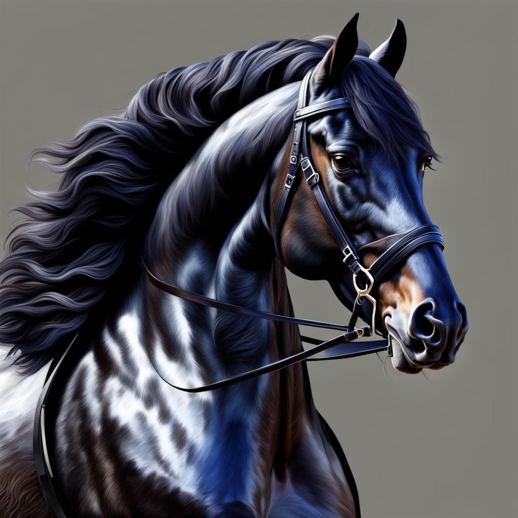Hyperrealistic Friesian Horse Portrait