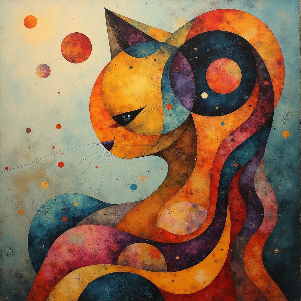 Psychotherapeutic Dreamscapes: Whimsical Abstract Cat Forms
