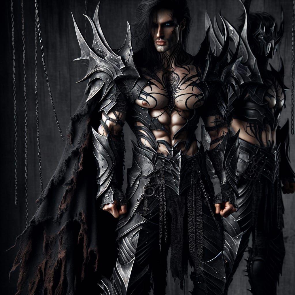 Deathknight Warrior in Dark Armor with Runes