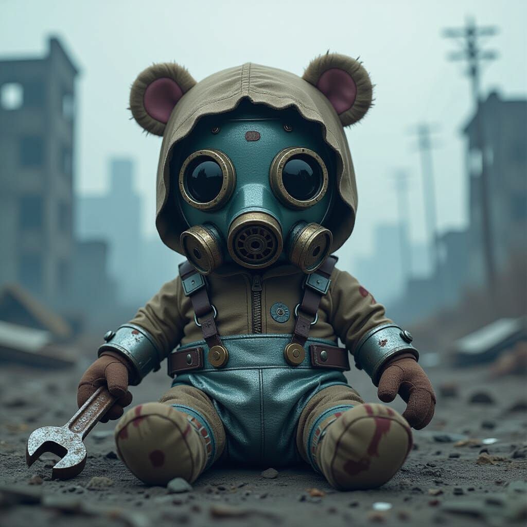 Post-Apocalyptic Plush Toy: G-Runt Scavenger in Digital Pain...