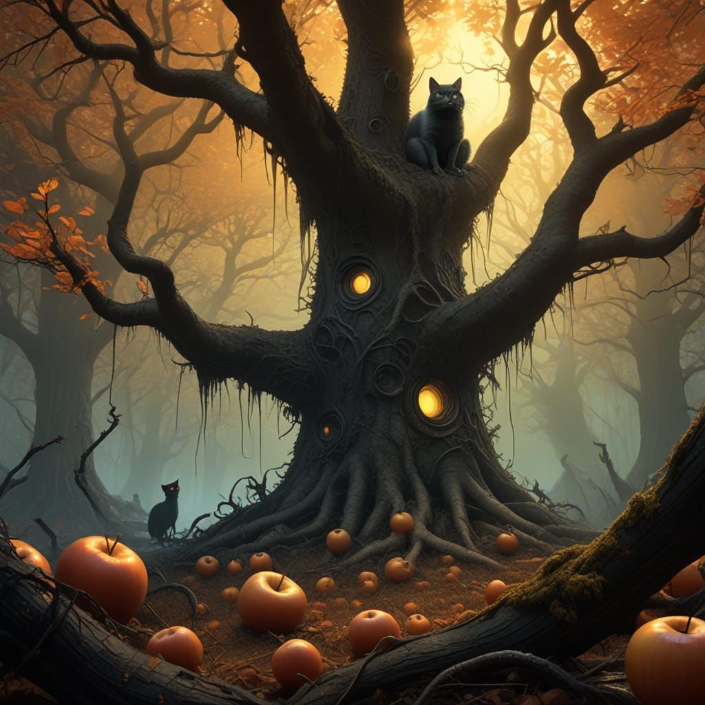 Whimsical Mouse and Cat in Vibrant Garden Scene