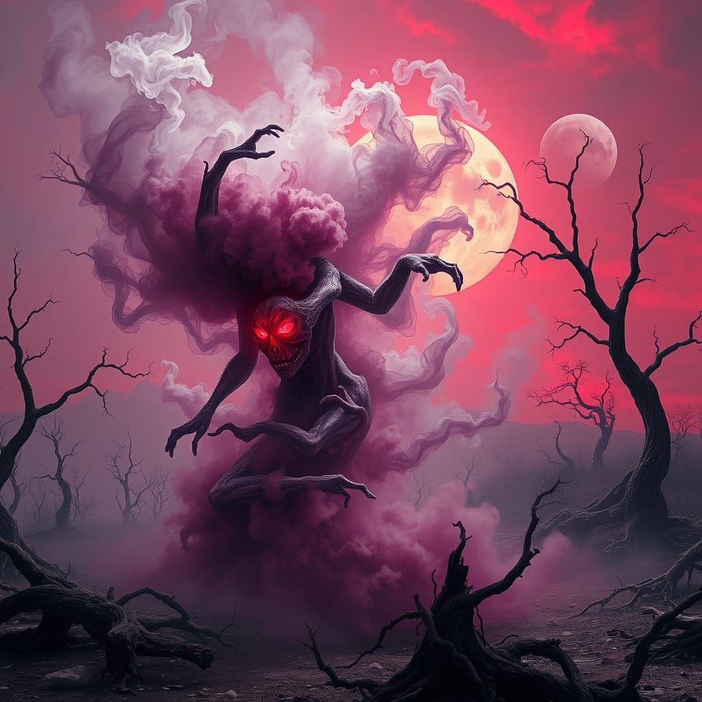 Spectral Harlequin in Solarpunk Purgatory: A Matte Painting