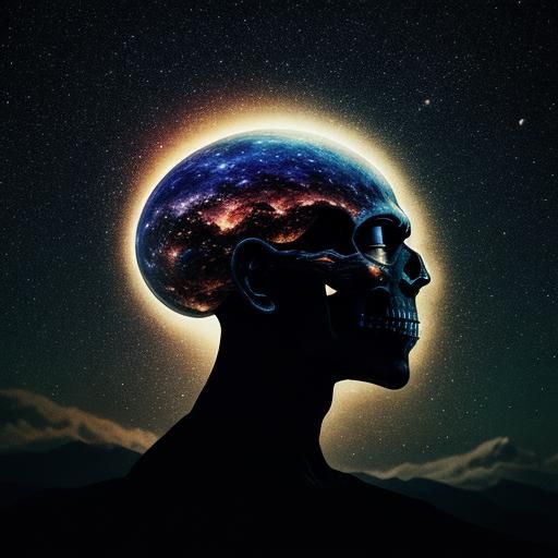 Milky Way Galaxy with Skull Moon: Cinematic Still