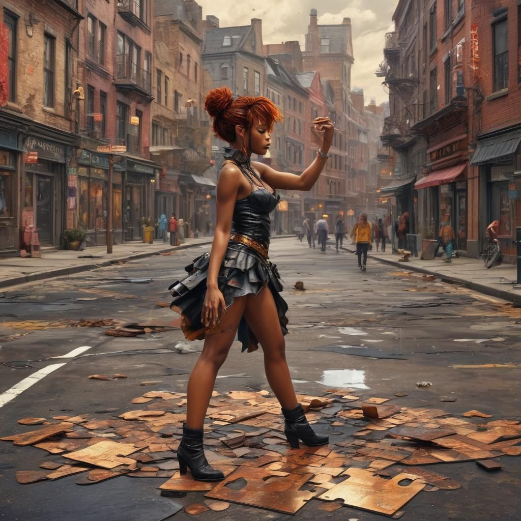 Fantasy Punk Fairy Amidst City Jigsaw
