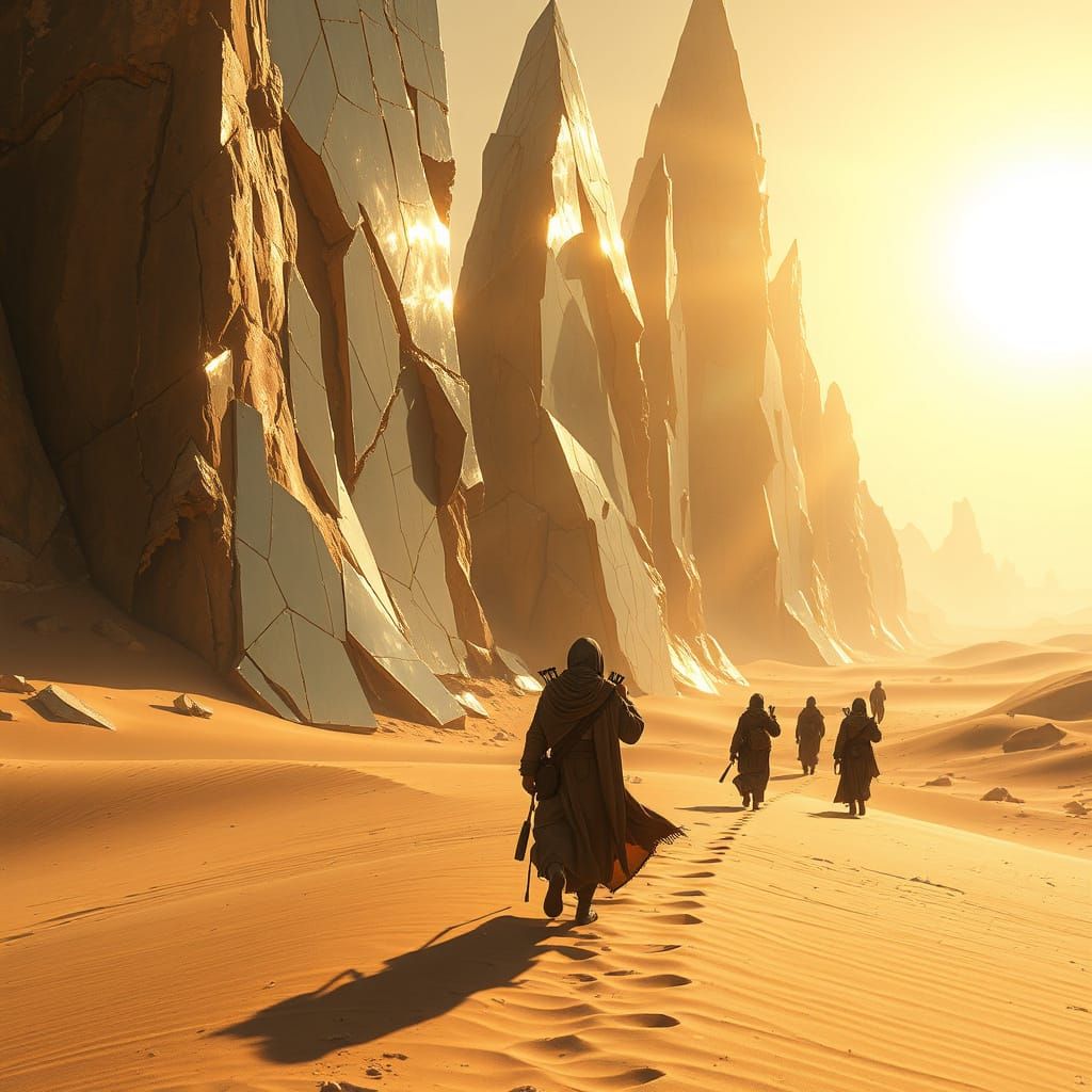 Caravan in Desert of Broken Mirrors: Digital Art