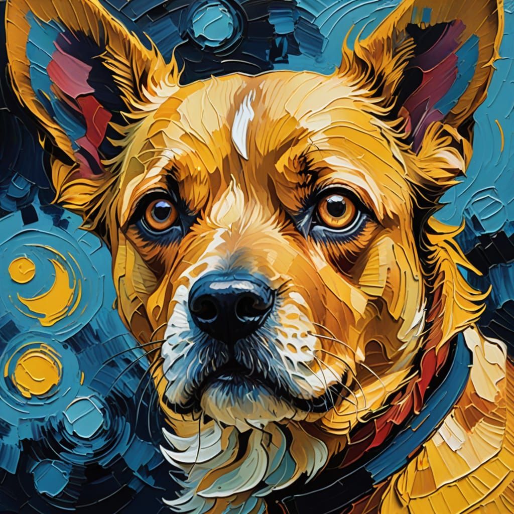 Vibrant Expressionist Masterpiece of a Cute Dog