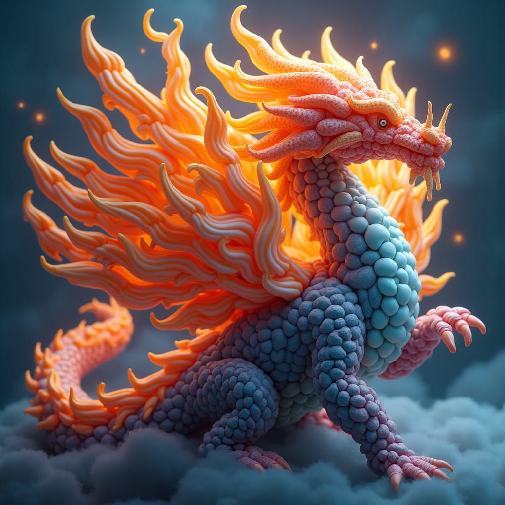 Majestic Balloon Dragon Breathing Fire in 8K