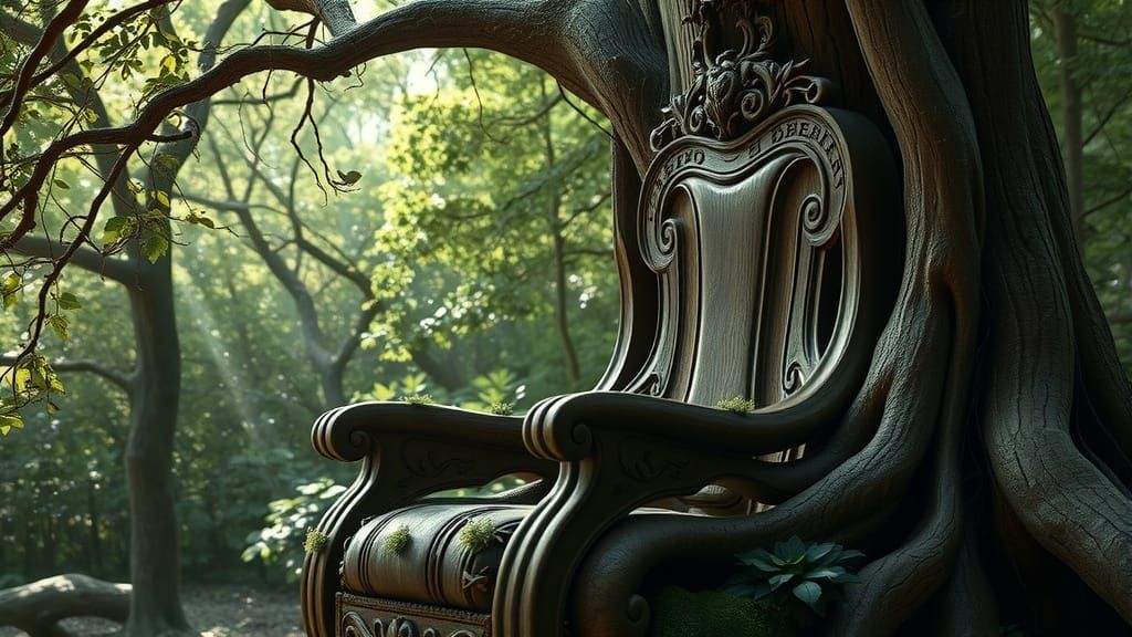 Hyperrealistic Throne Blending Nature and Furniture