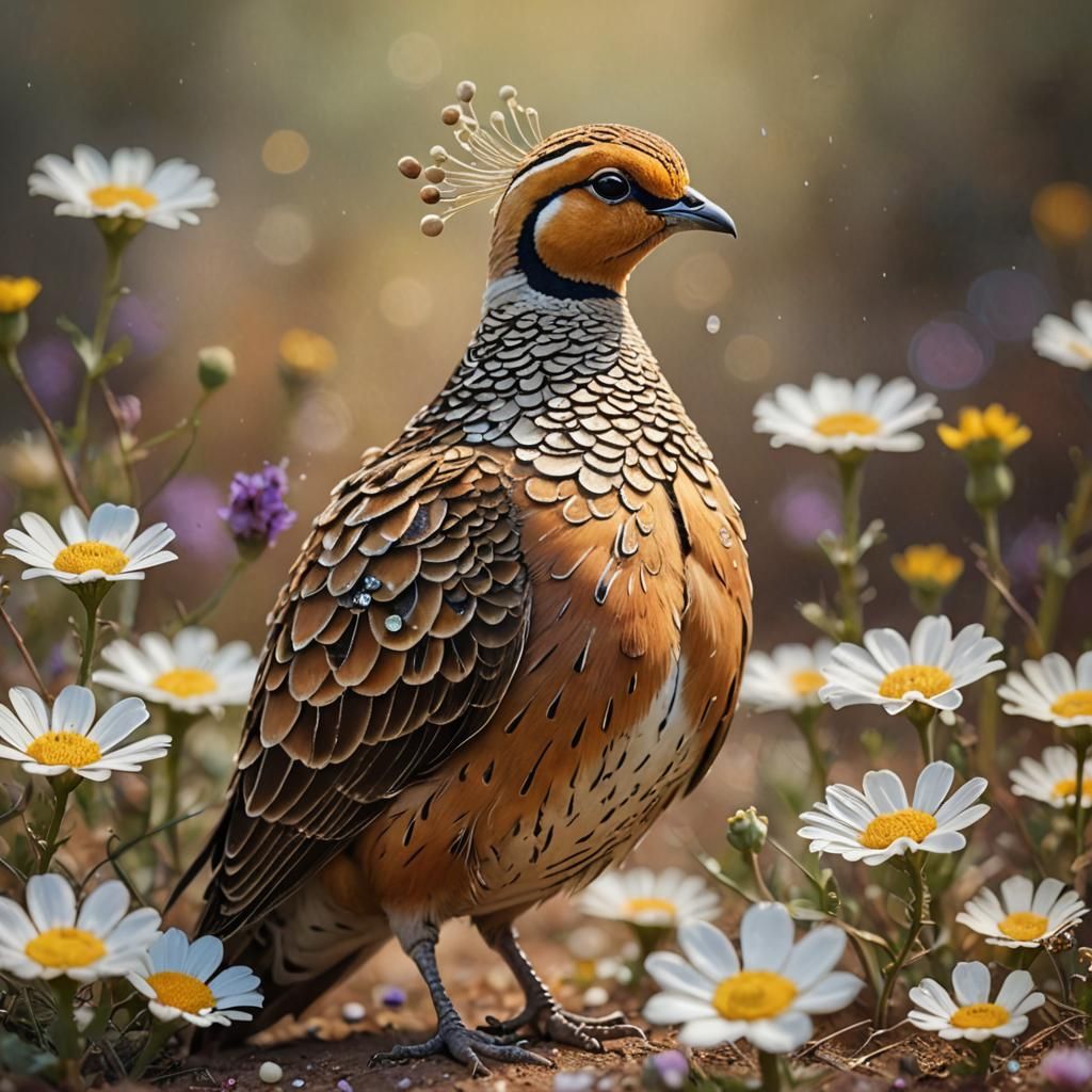 Fantastical Sandgrouse Portrait with Fractal Details