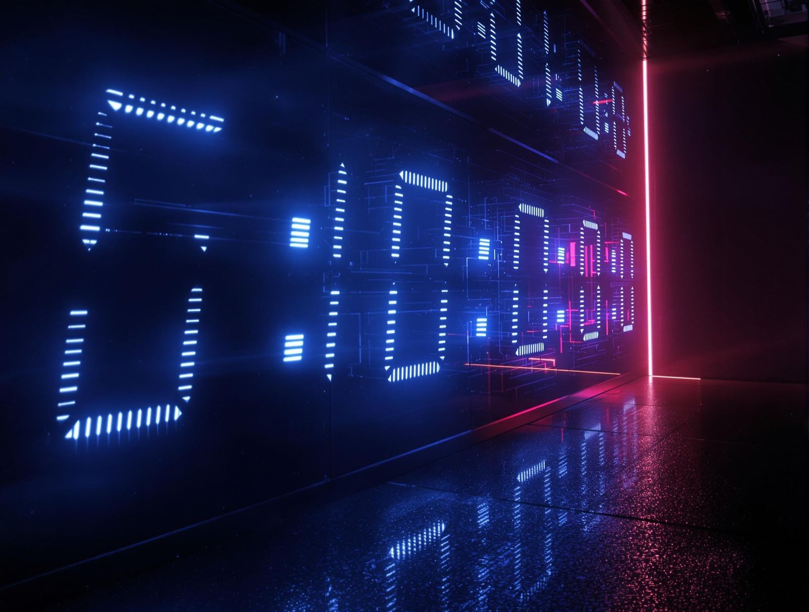 Futuristic Countdown Grid in Neon Lights