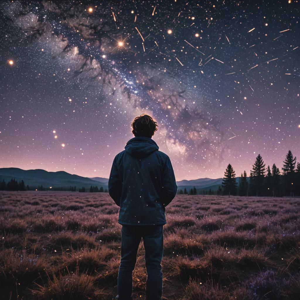 Person Experiences Wonder of Starry Universe