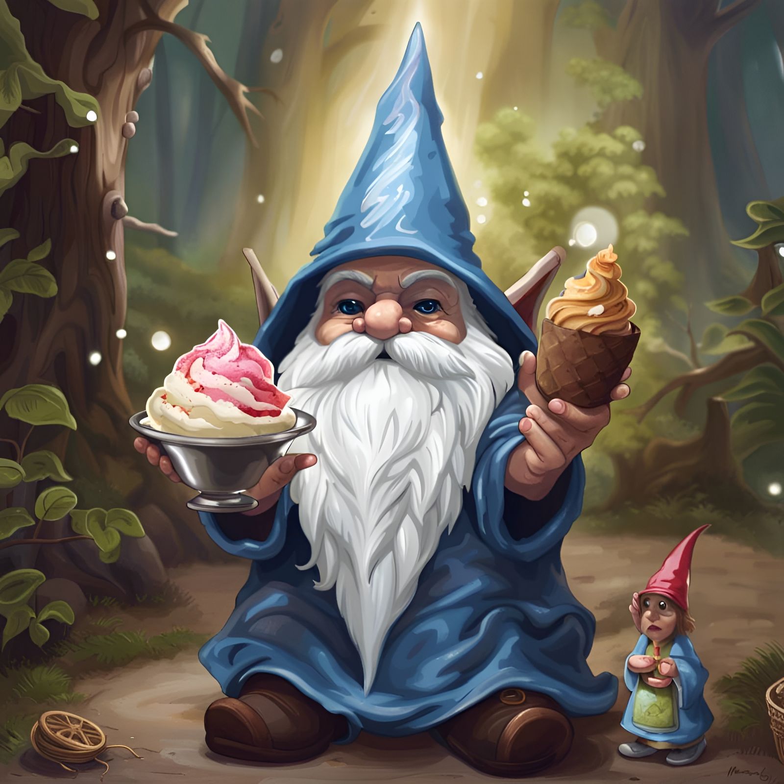 Gnome Wizard Summons a Giant Ice Cream Sundae