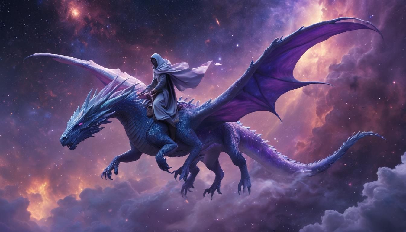 Galactic Riders in Ethereal Sci-Fi Illustration