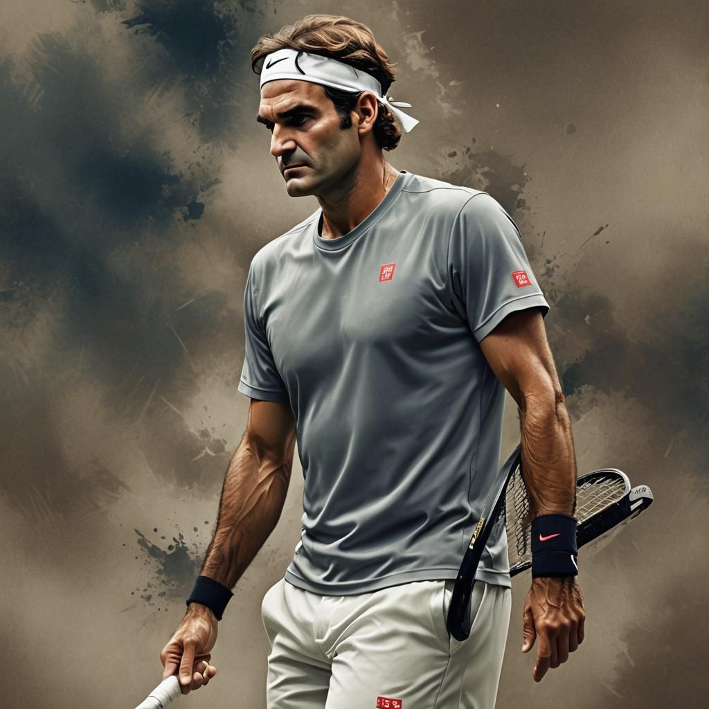 Roger Federer Portrait in Classical Painting Style