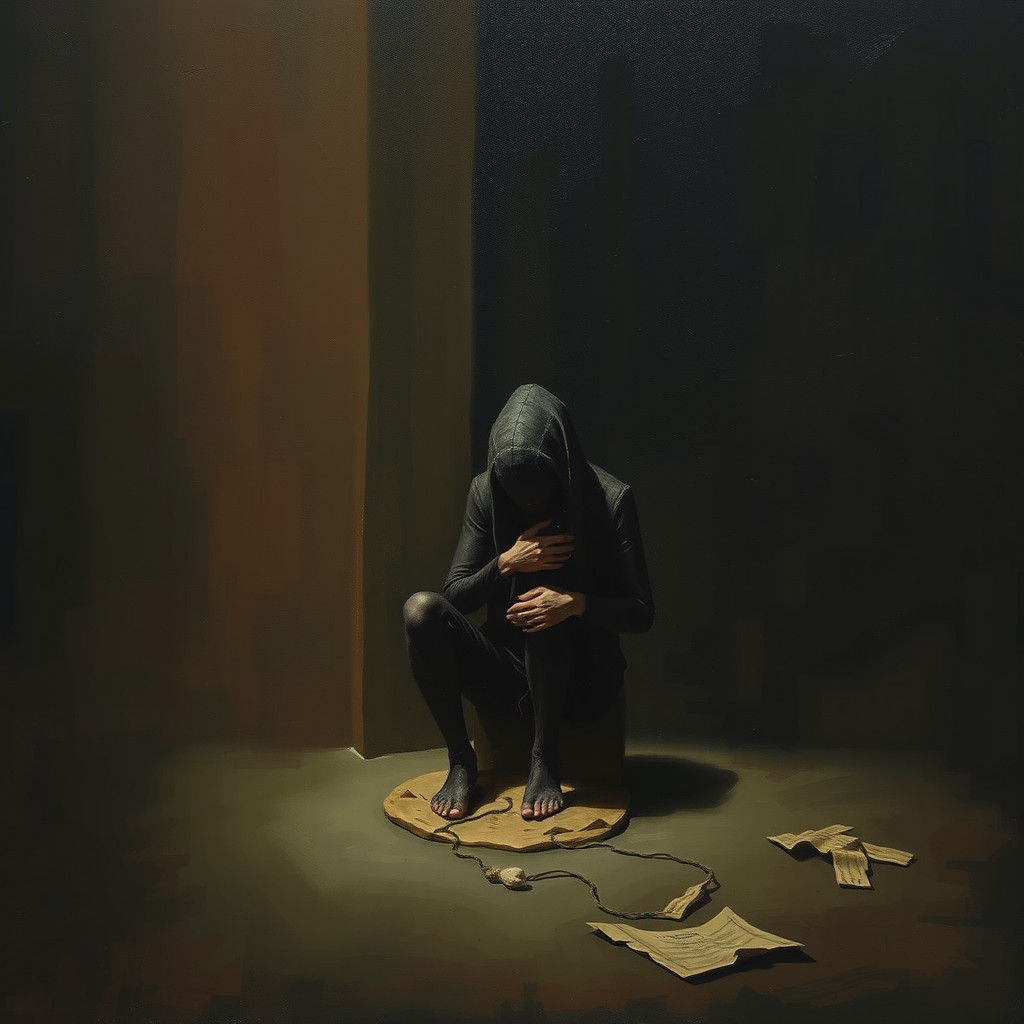 Solitary Figure in Shadows: Surreal Possession