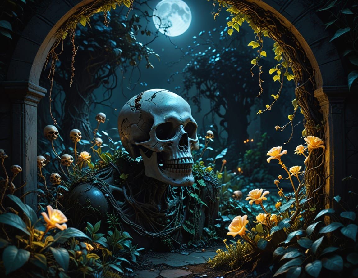 (Creepy Garden:2.1) At night, a forgotten ancient and overgr...