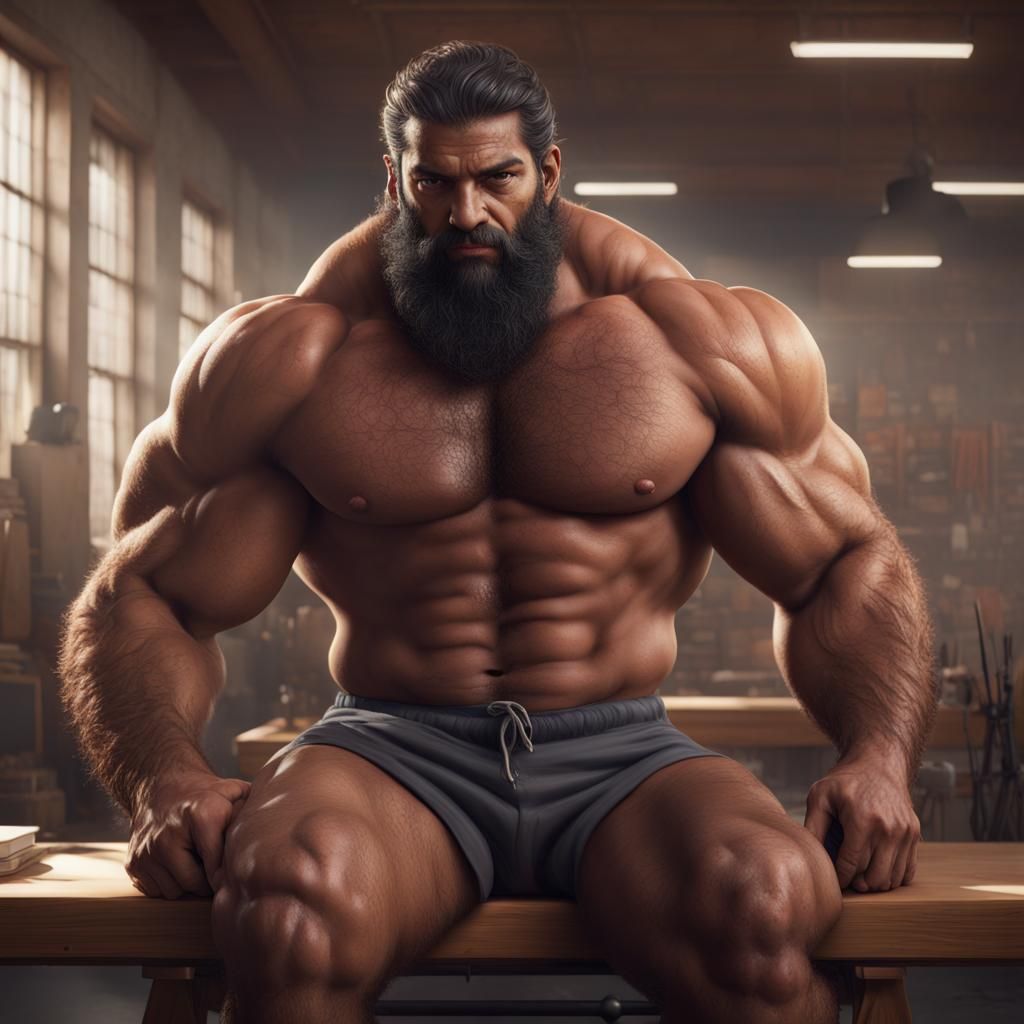 Muscled PE Teacher: Detailed Matte Painting