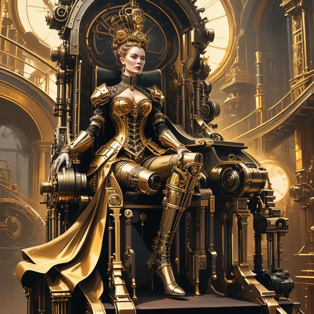 Steampunk Empress Descends from Throne
