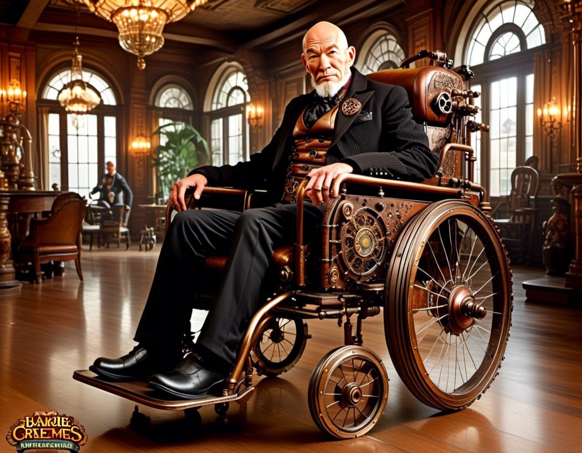 Steampunk Professor X in Victorian X-Mansion