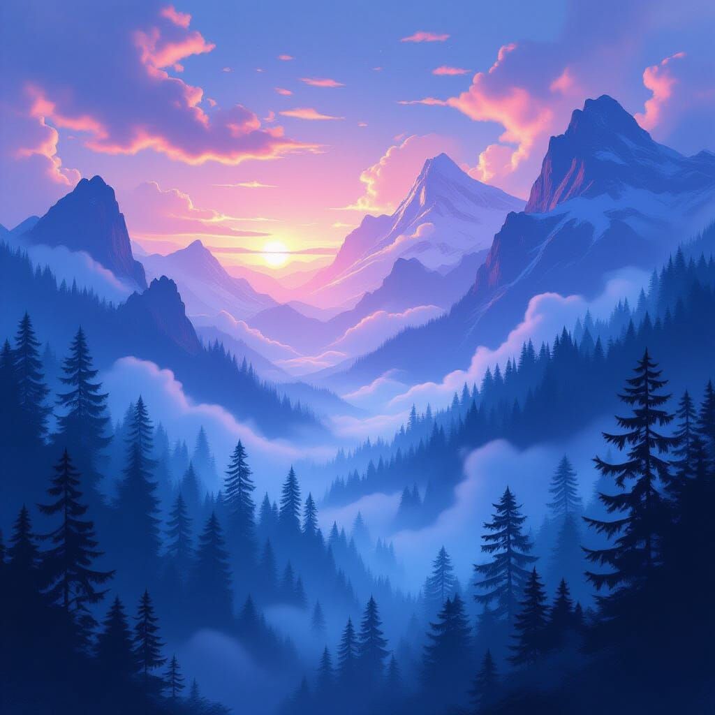 Ethereal Mystical Realm with Ancient Forests