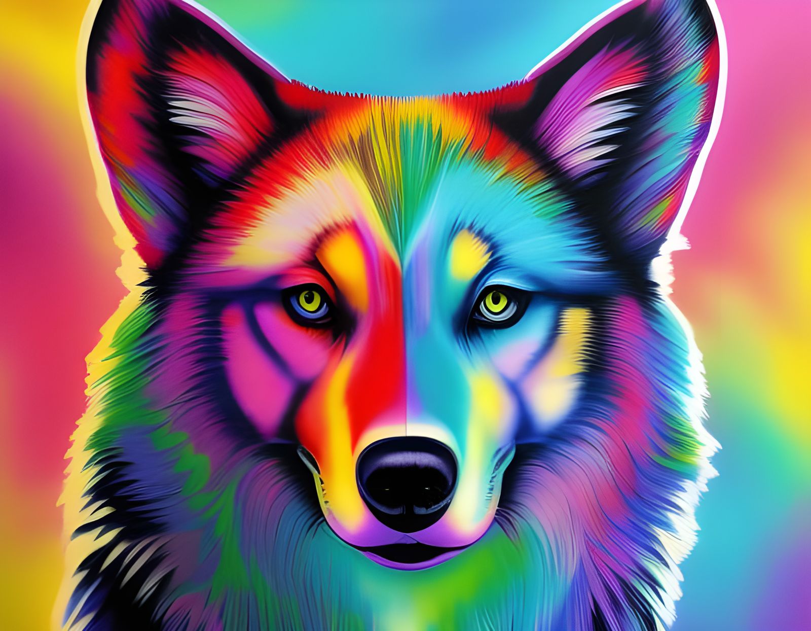 Colorful Husky Graffiti Art Illustration