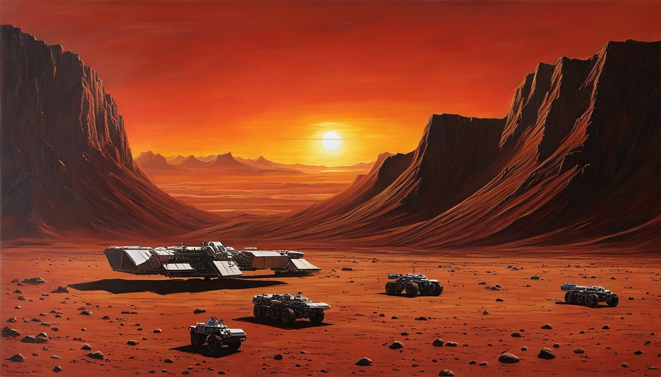 Martian Sunset in Oil Paint Style