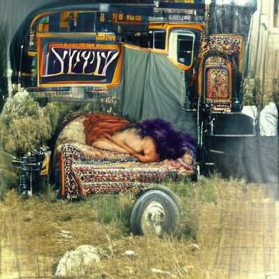 Surreal Lion and Sleeping Gypsy in Desert