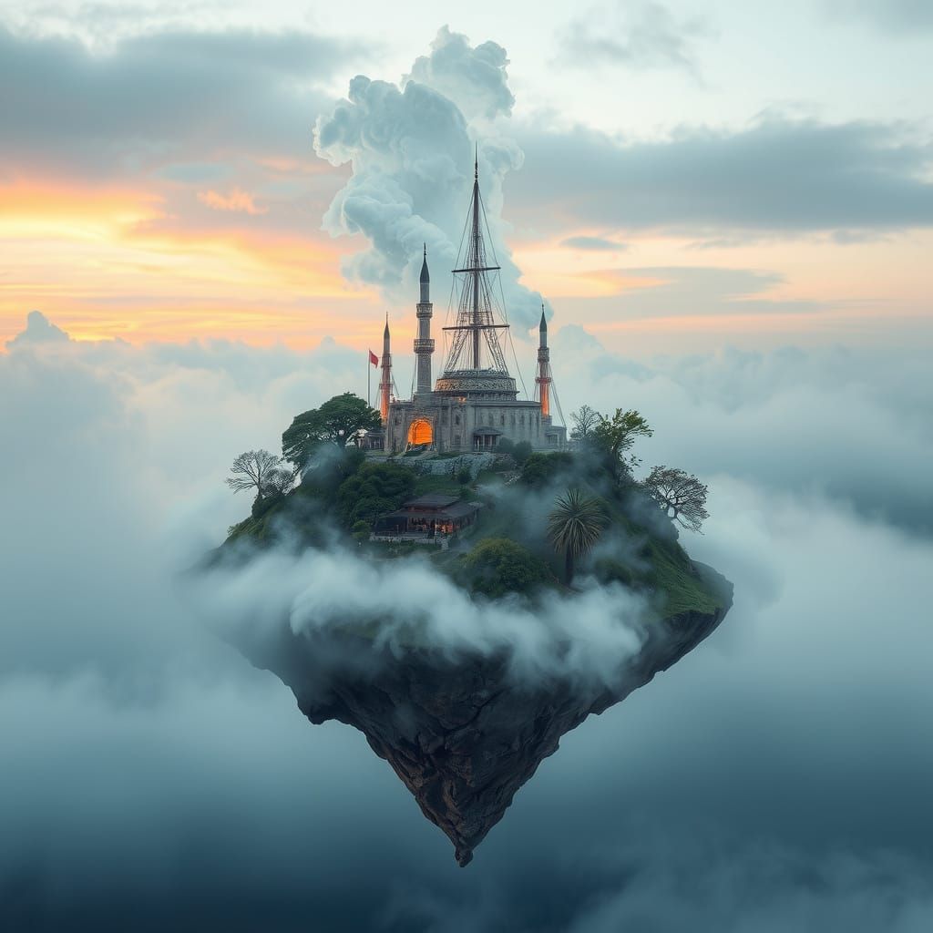 Ethereal Smoke Island in the Sky