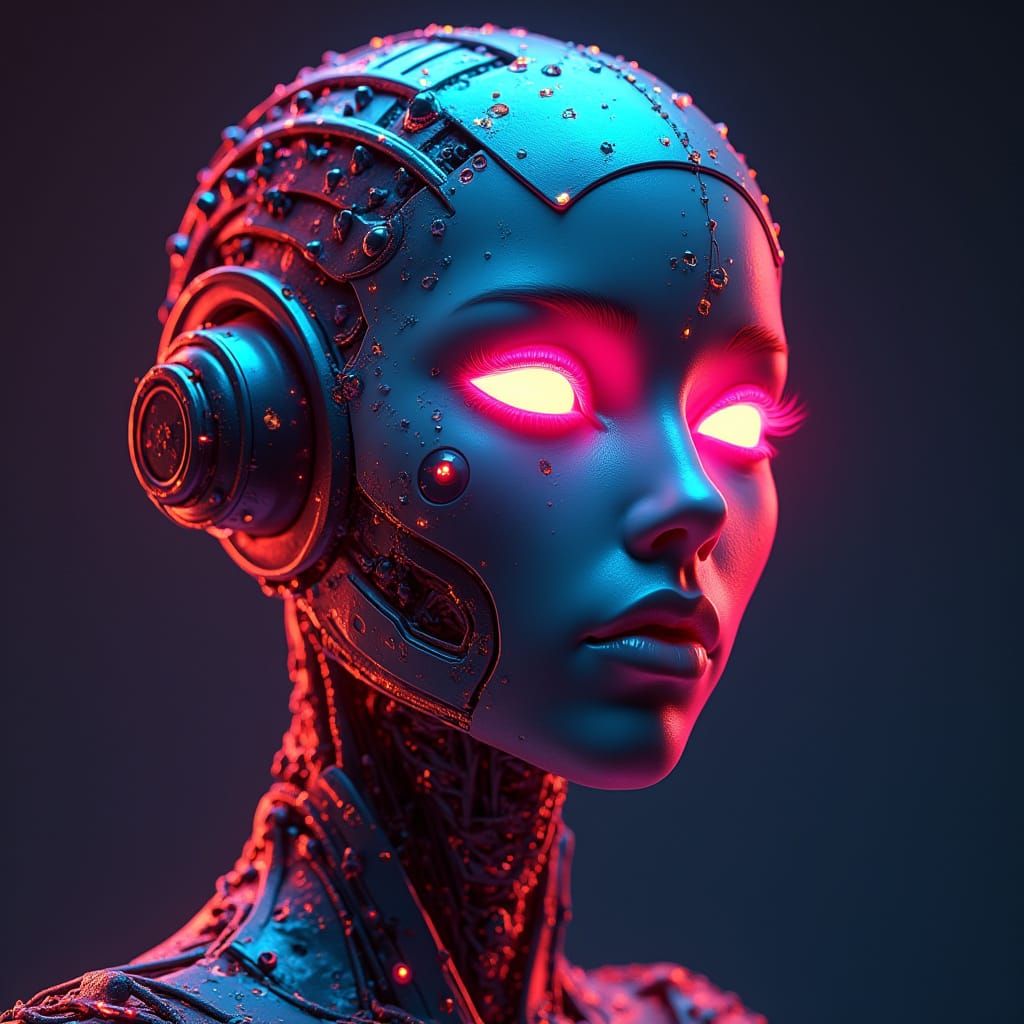 Futuristic Robotic Avatar in Cyberpunk Style