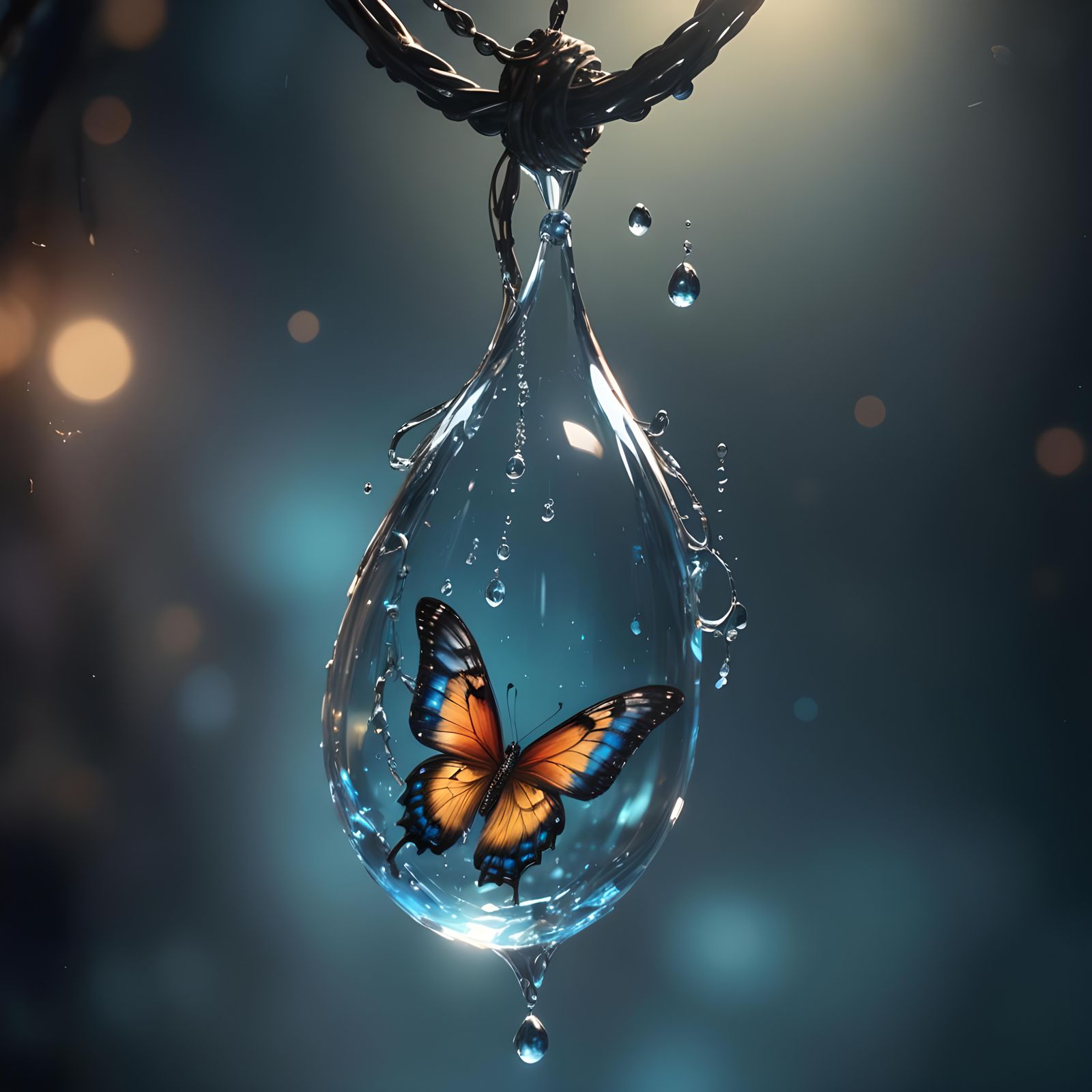 Butterfly-Shaped Water Droplet: Fantasy Concept Art