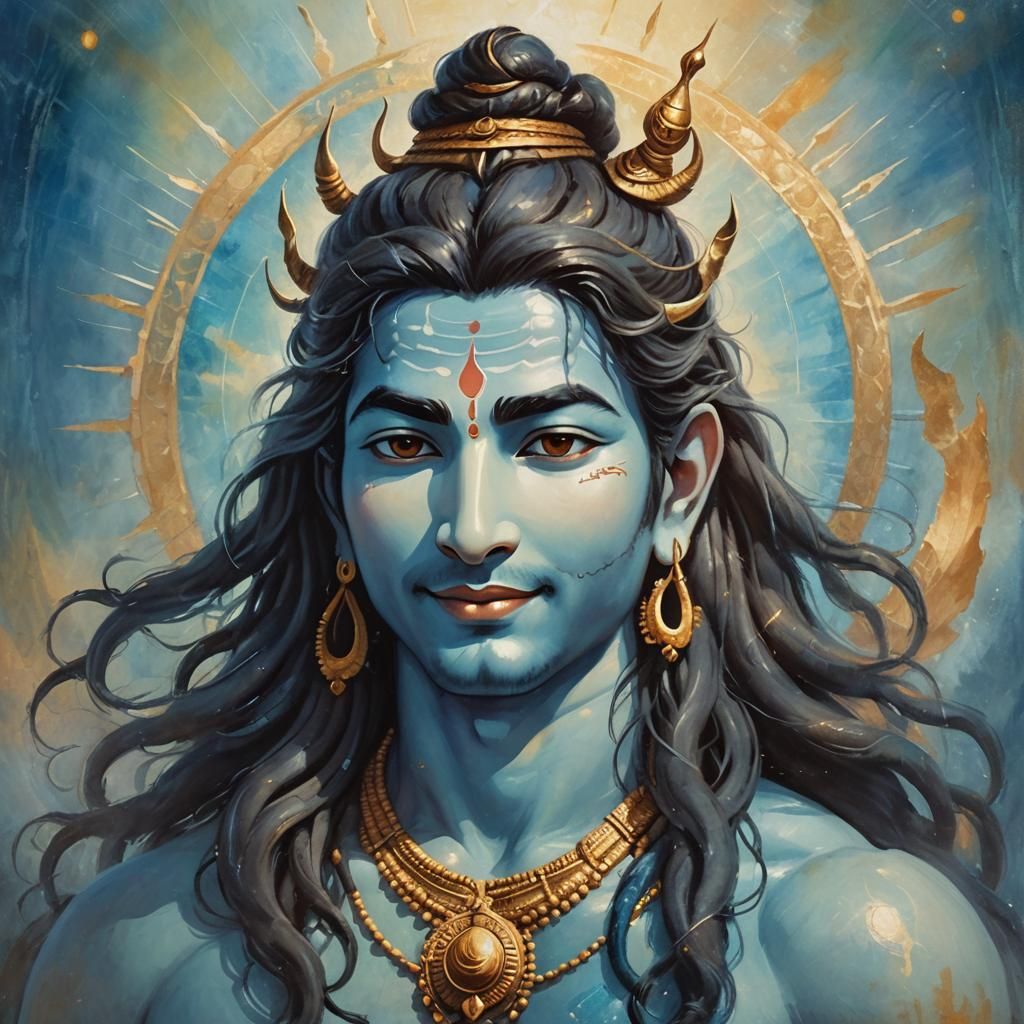 Lord Shiva Smiling Calmly in Divine Light