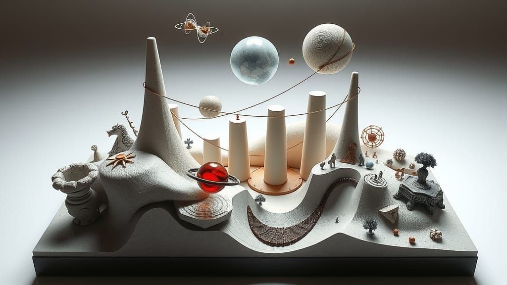 Surreal 3D Sculpture of Physics and Fractal Geometry