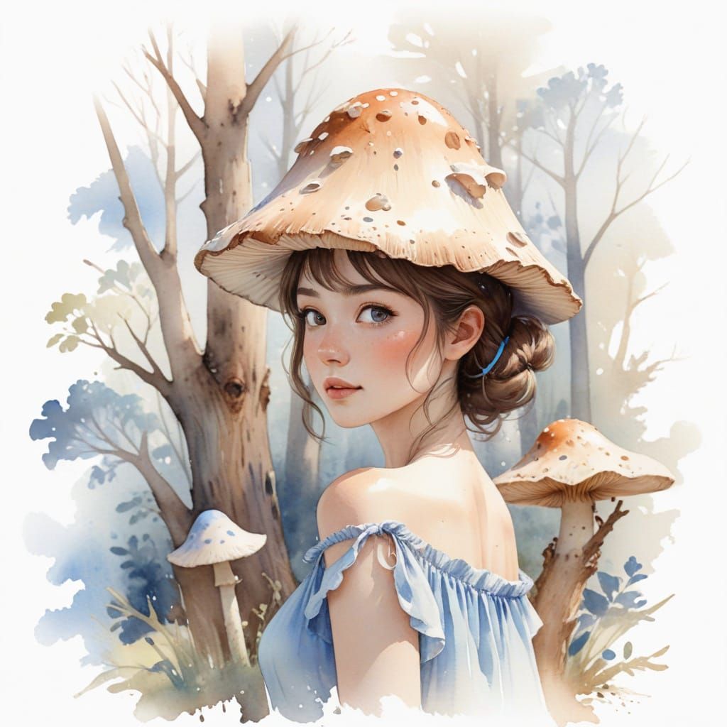 Whimsical Anime Woman in Nature