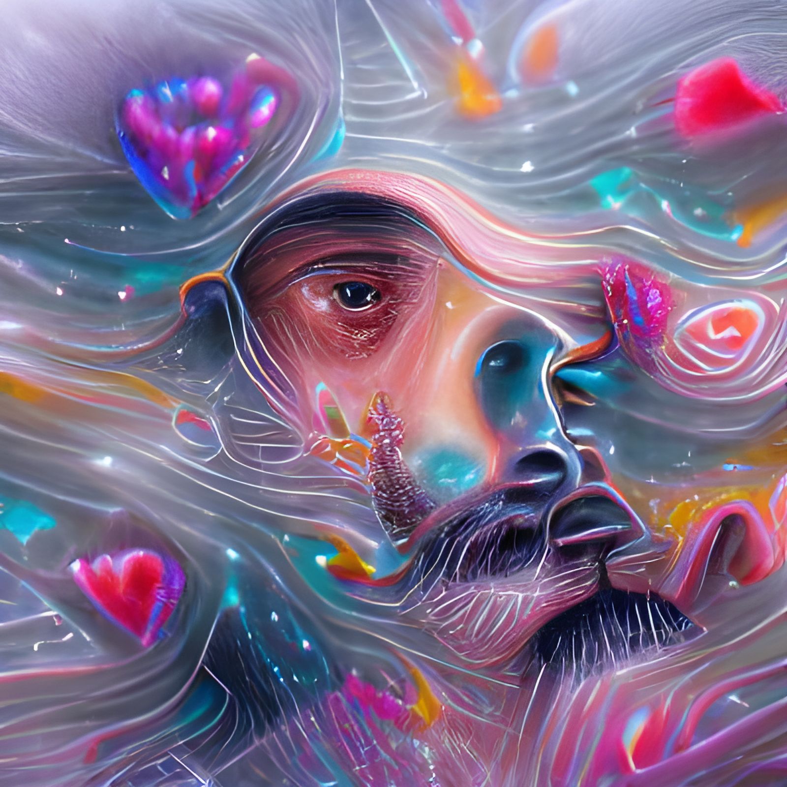 Astral Illustration of Man with Anxiety and Love