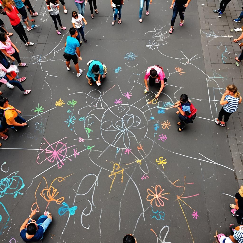 Chalk Art Street Decoration Scene