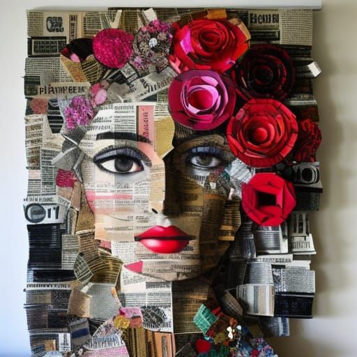 Newspaper Rose: A Recycled Collage Art Piece