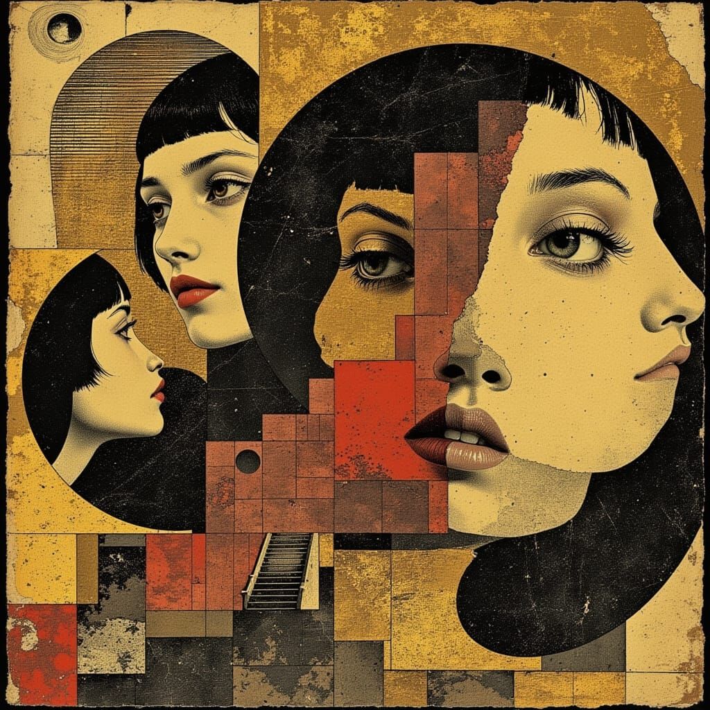 Three Fates in Escher-Inspired Staircase of Copper and Brass