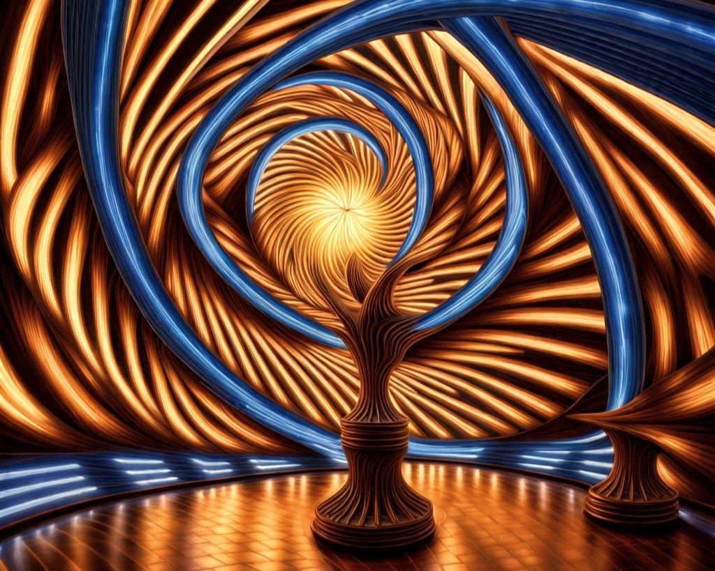 Bronze Vortex Light Painting with Flaring Rays