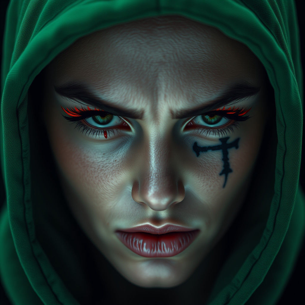 High-Contrast Portrait of Albino Woman with Tattoo