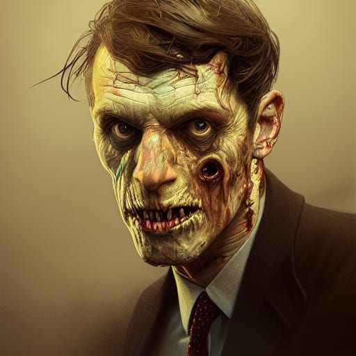 portrait of a British Prime Minister as a zombie with Jill G...