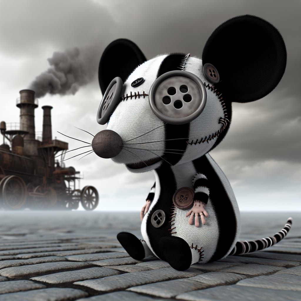 Steampunk Mouse in Distressed Surroundings