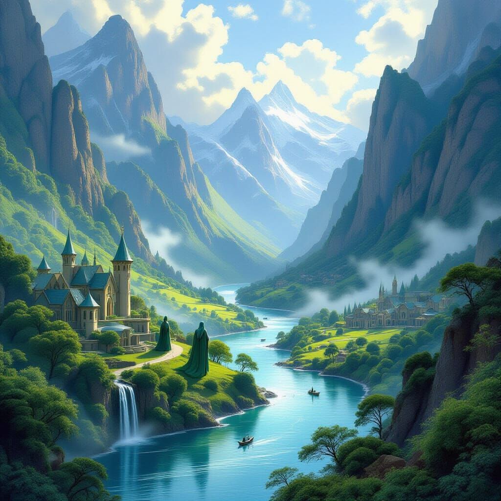 Enchanted Elven Valley in Dreamy Landscape Style